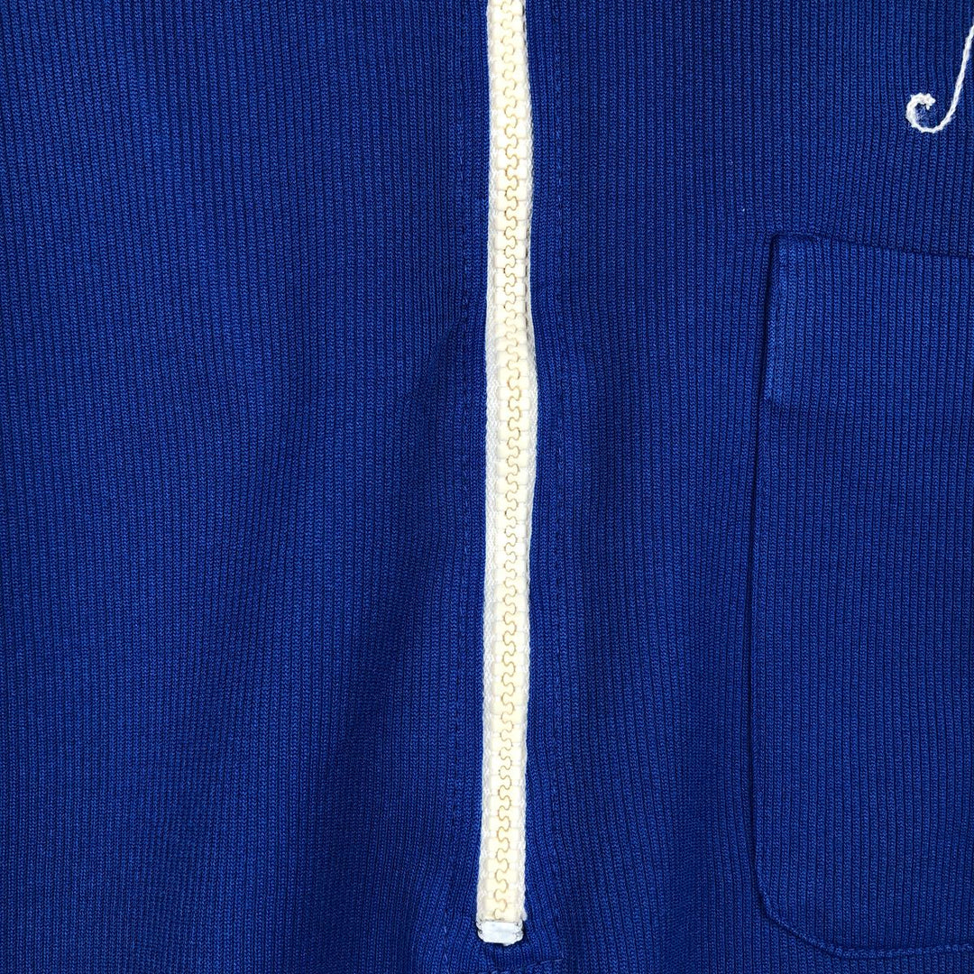 70s-80'S Hilton Half-Zip Bowling Shirt, Boxy Shirt, Made in USA, Men's Size M (Equivalent), Vintage polyester blue type Vintage Second Hand