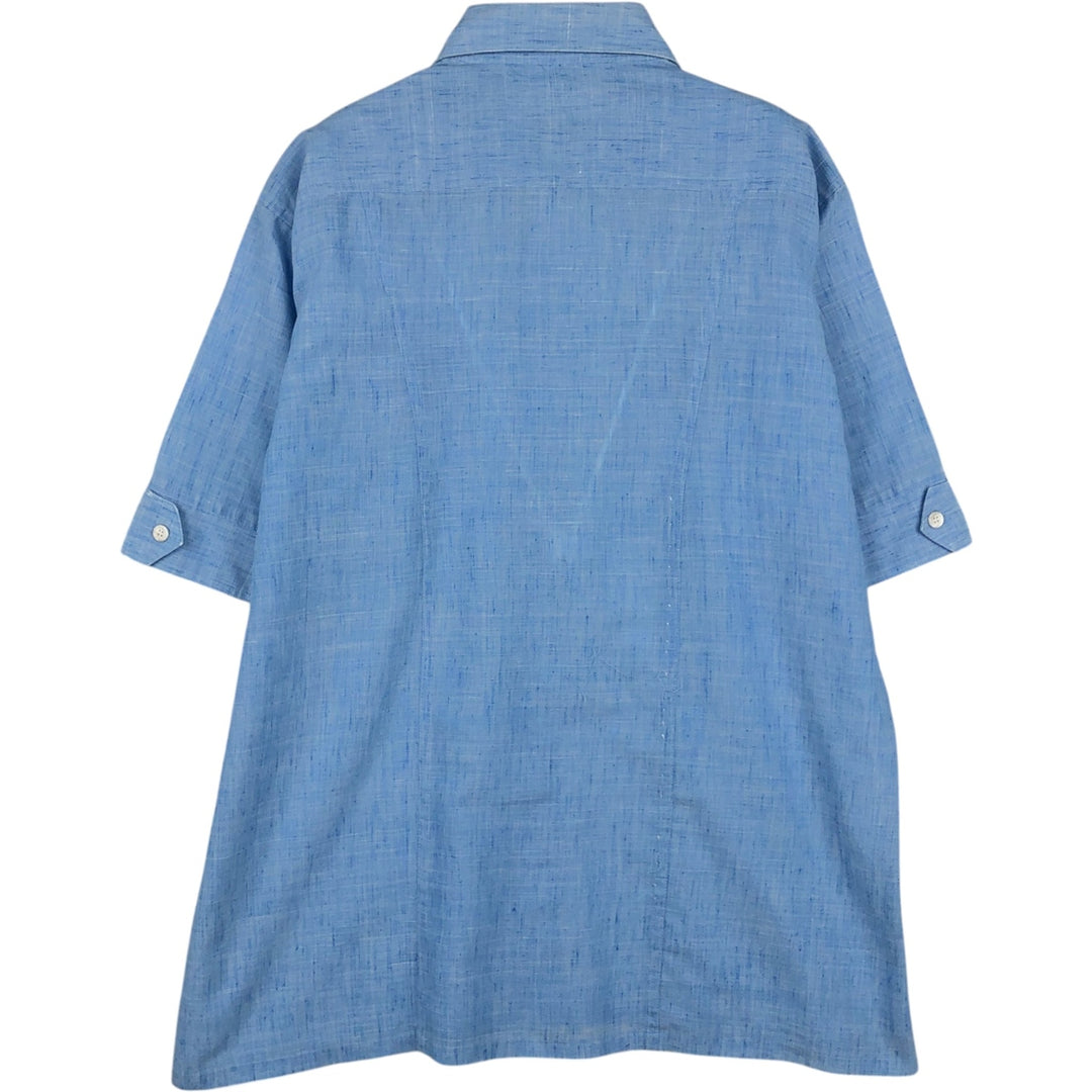 Christian Dior B. Altman & Co. Short-Sleeve Chambray Shirt, Boxy Shirt, Men's Size L (approx.) polyester blue type Vintage Second Hand