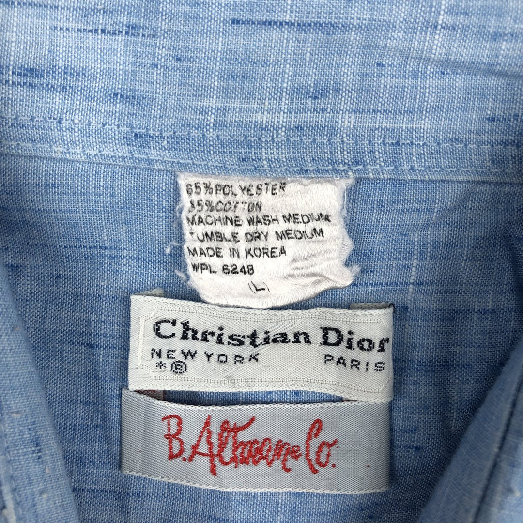 Christian Dior B. Altman & Co. Short-Sleeve Chambray Shirt, Boxy Shirt, Men's Size L (approx.) polyester blue type Vintage Second Hand