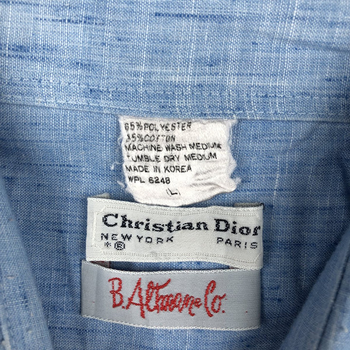 Christian Dior B. Altman & Co. Short-Sleeve Chambray Shirt, Boxy Shirt, Men's Size L (approx.) polyester blue type Vintage Second Hand