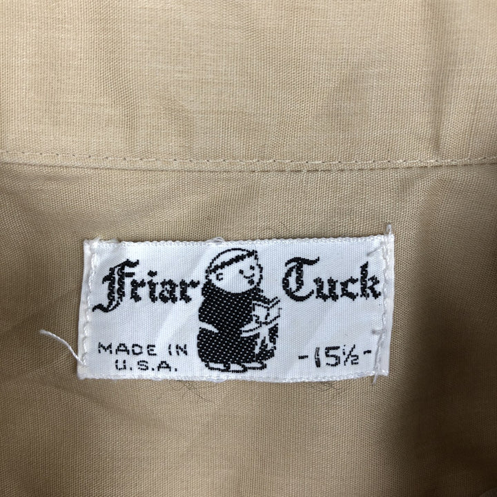 60s-70'S Friar Tuck Stand Collar Short-Sleeve Shirt, Made in USA, Men's Size M (Equivalent), Vintage unclear Beige type Vintage Second Hand