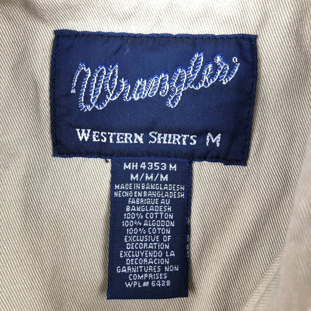 1990'S Wrangler short-sleeved Western shirt, men's size M equivalent, vintage. cotton Beige type Vintage Second Hand