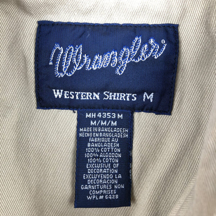 1990'S Wrangler short-sleeved Western shirt, men's size M equivalent, vintage. cotton Beige type Vintage Second Hand