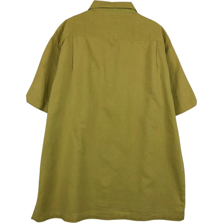 2000'S Columbia Short-Sleeve Ramie x Cotton Shirt, Men's Size L (approx.) Lamy Khaki type Vintage Second Hand