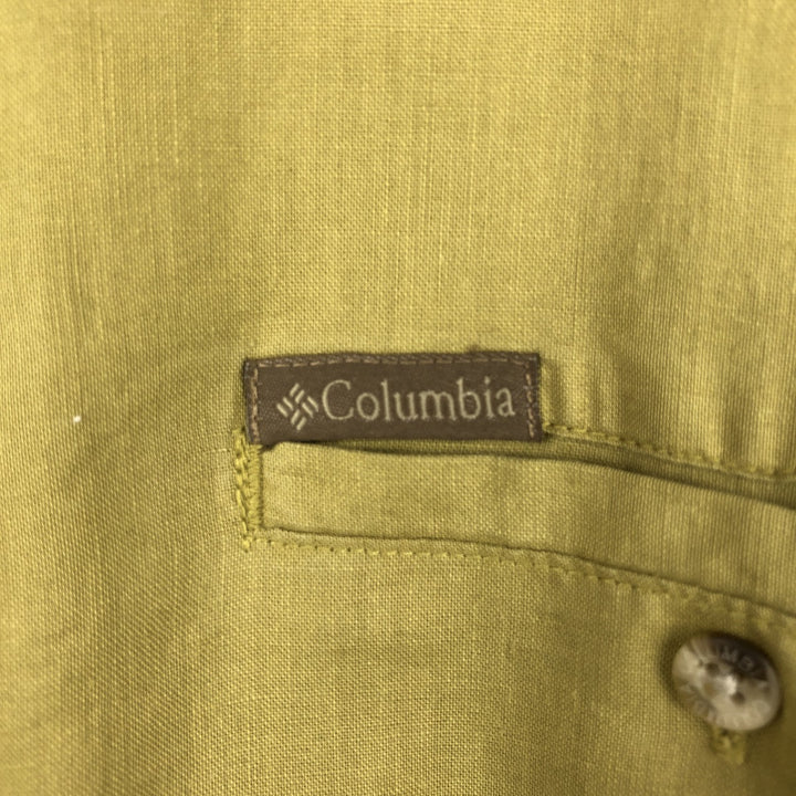 2000'S Columbia Short-Sleeve Ramie x Cotton Shirt, Men's Size L (approx.) Lamy Khaki type Vintage Second Hand