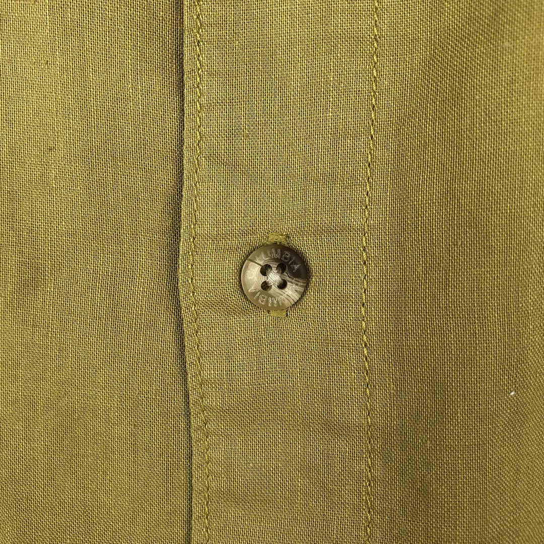 2000'S Columbia Short-Sleeve Ramie x Cotton Shirt, Men's Size L (approx.) Lamy Khaki type Vintage Second Hand