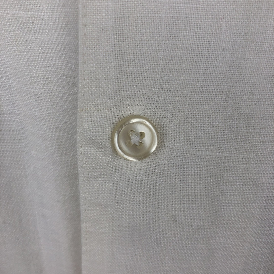 MAXWELL and CO. Short-sleeved open-collar linen shirt, boxy fit, men's size XL equivalent. linen white type Vintage Second Hand