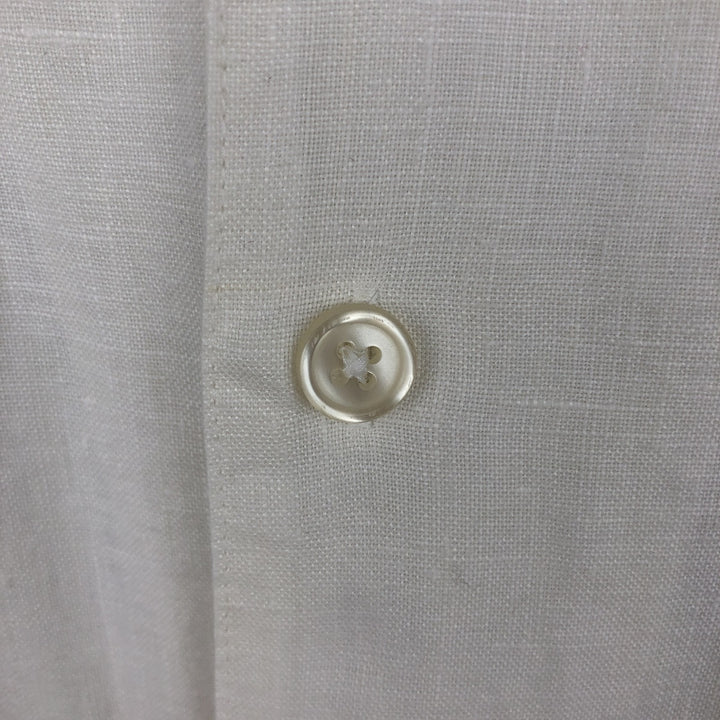 MAXWELL and CO. Short-sleeved open-collar linen shirt, boxy fit, men's size XL equivalent. linen white type Vintage Second Hand