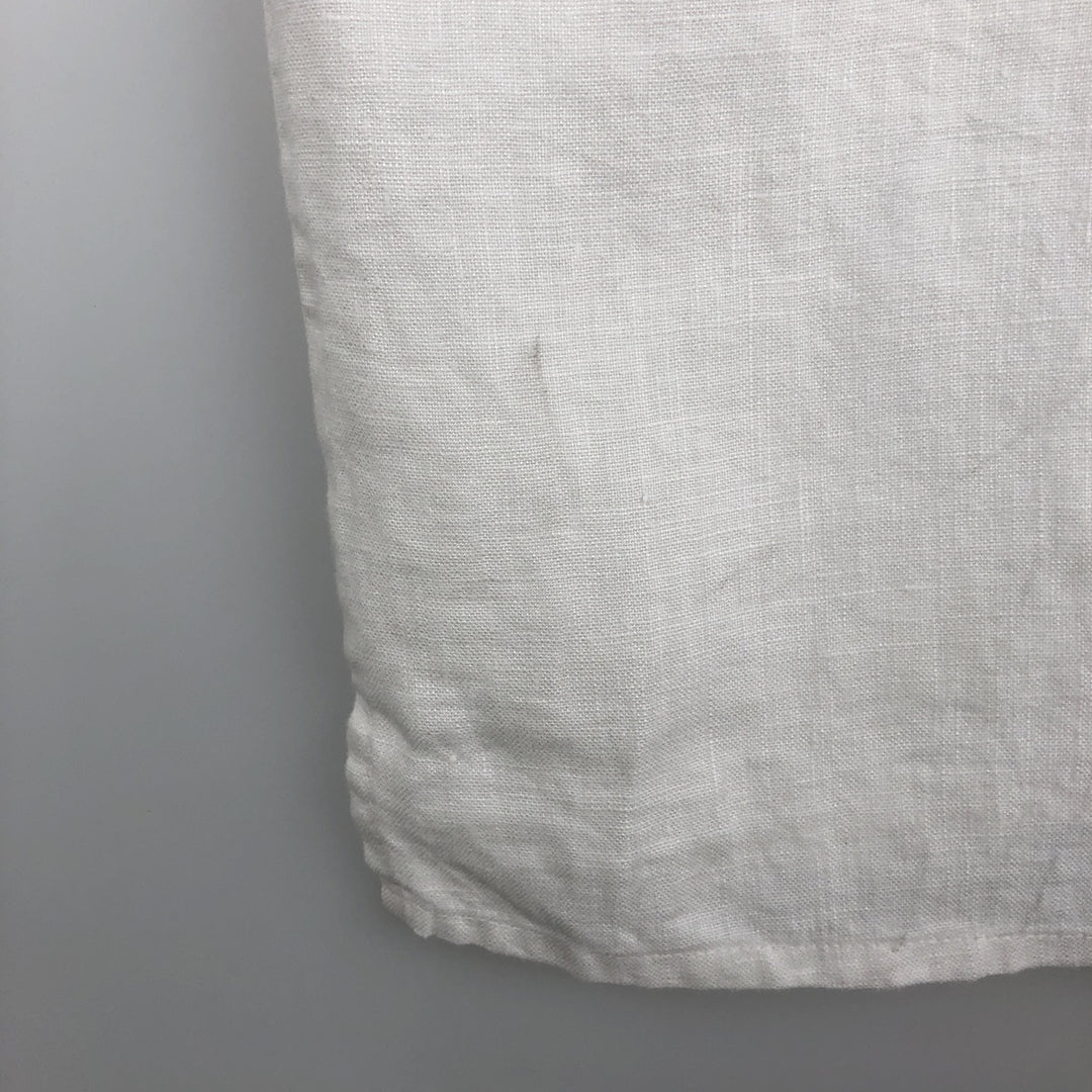 MAXWELL and CO. Short-sleeved open-collar linen shirt, boxy fit, men's size XL equivalent. linen white type Vintage Second Hand