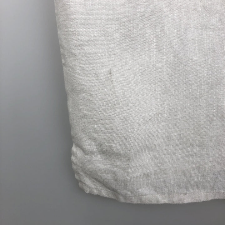 MAXWELL and CO. Short-sleeved open-collar linen shirt, boxy fit, men's size XL equivalent. linen white type Vintage Second Hand