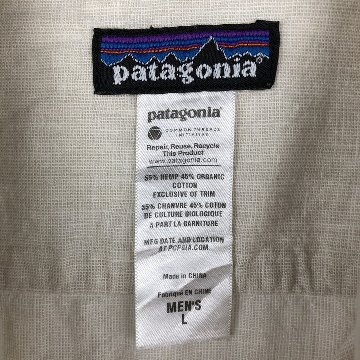 Patagonia Migration Hemp Shirt 53138SP12 Short Sleeve Cotton x Hemp Shirt Box Shirt Men's Size L (approx.) Hemp Beige type Vintage Second Hand
