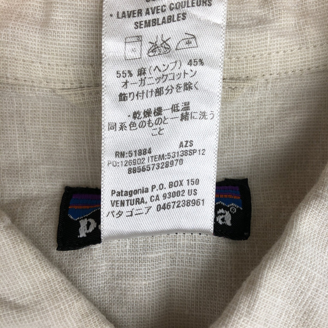 Patagonia Migration Hemp Shirt 53138SP12 Short Sleeve Cotton x Hemp Shirt Box Shirt Men's Size L (approx.) Hemp Beige type Vintage Second Hand