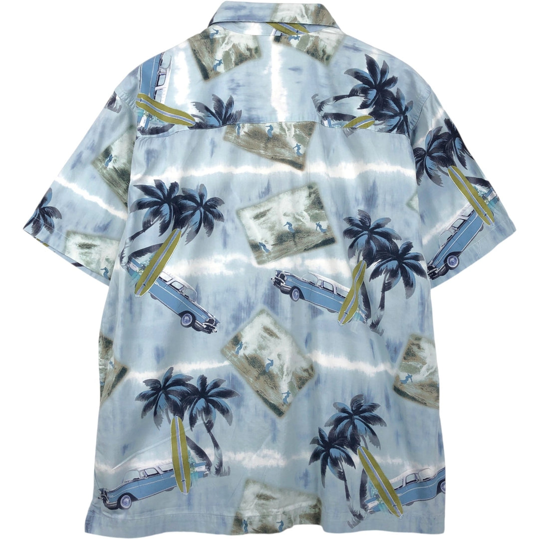 Pendleton all-over print open-collar Hawaiian Aloha shirt, boxy fit, men's size M. cotton Blue type light blue Vintage Second Hand