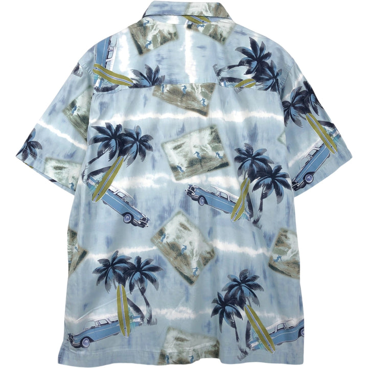 Pendleton all-over print open-collar Hawaiian Aloha shirt, boxy fit, men's size M. cotton Blue type light blue Vintage Second Hand