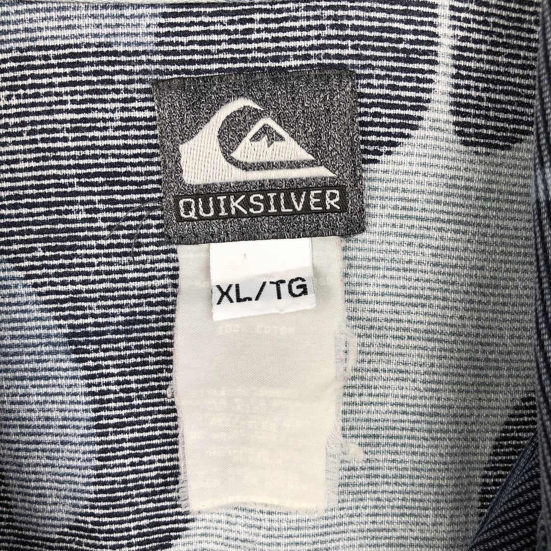 QUIKSILVER Hawaiian Aloha Shirt, Boxy Style, All-over Floral/Leaf Pattern, Men's Size XL cotton gray type Vintage Second Hand