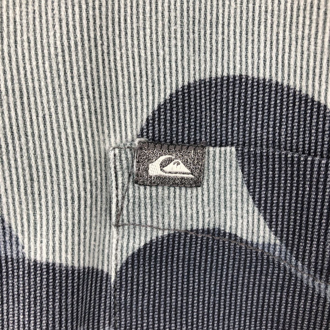 QUIKSILVER Hawaiian Aloha Shirt, Boxy Style, All-over Floral/Leaf Pattern, Men's Size XL cotton gray type Vintage Second Hand