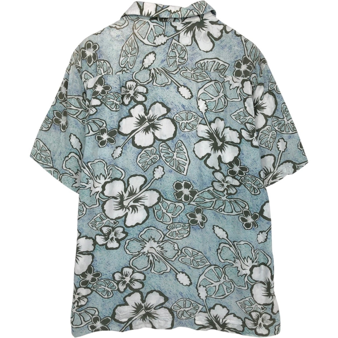 Ocean Pacific Hibiscus Pattern Open Collar Rayon Hawaiian Aloha Shirt Box Shirt Men's Size L (approx.) Rayon Blue type light blue Vintage Second Hand