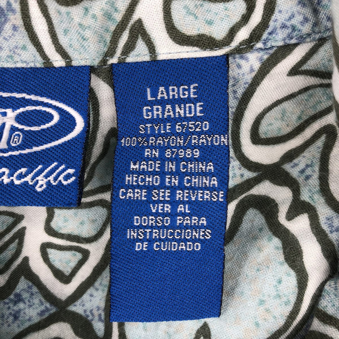 Ocean Pacific Hibiscus Pattern Open Collar Rayon Hawaiian Aloha Shirt Box Shirt Men's Size L (approx.) Rayon Blue type light blue Vintage Second Hand