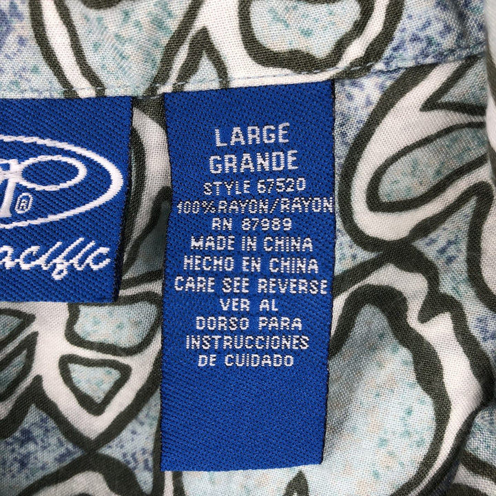 Ocean Pacific Hibiscus Pattern Open Collar Rayon Hawaiian Aloha Shirt Box Shirt Men's Size L (approx.) Rayon Blue type light blue Vintage Second Hand