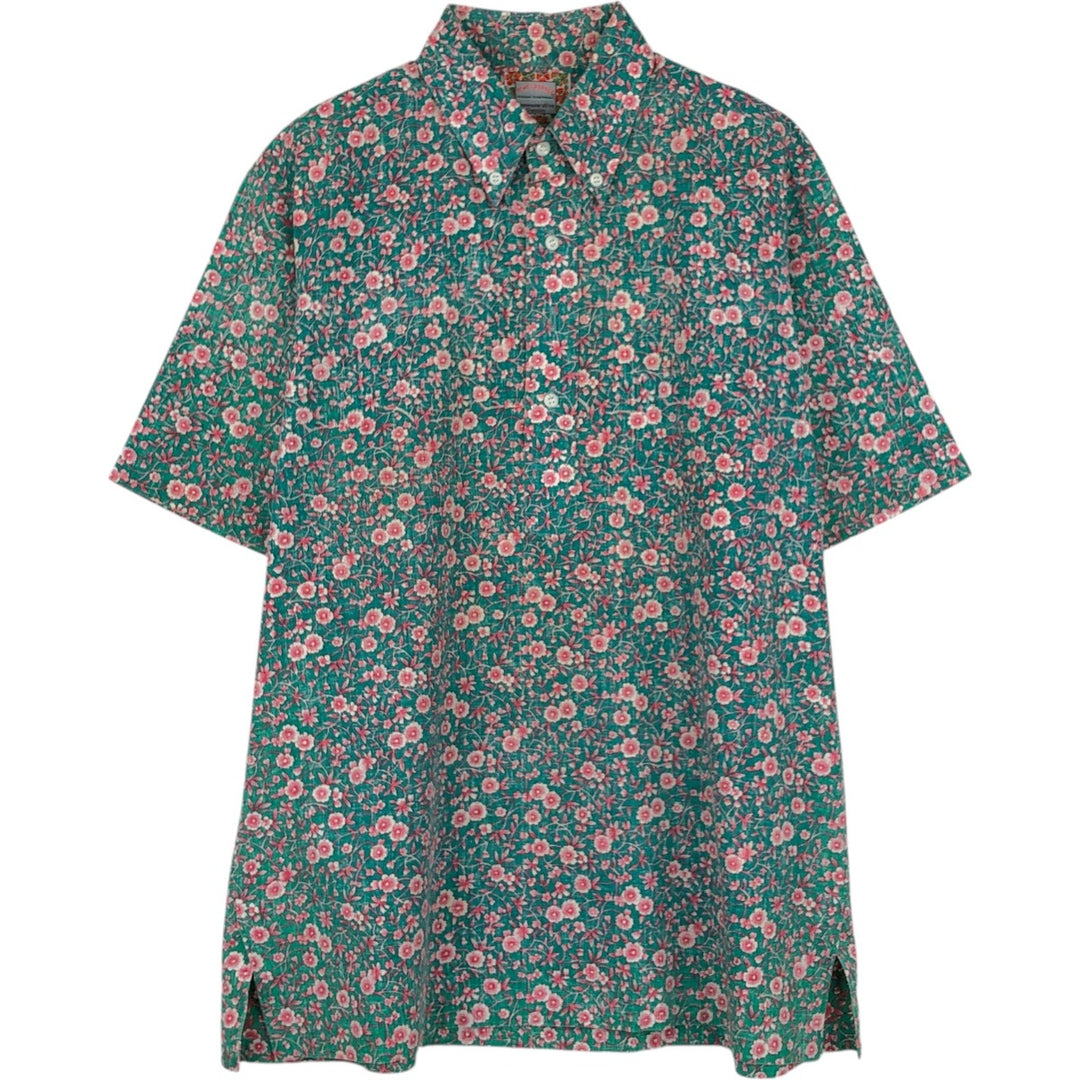 90'S Reyn Spooner Commemorative Classics Floral Pullover Button-Down Aloha Shirt Boxy Shirt cotton green type Vintage Second Hand