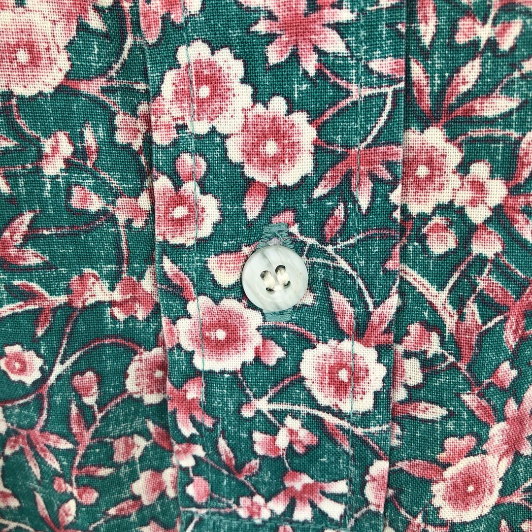 90'S Reyn Spooner Commemorative Classics Floral Pullover Button-Down Aloha Shirt Boxy Shirt cotton green type Vintage Second Hand
