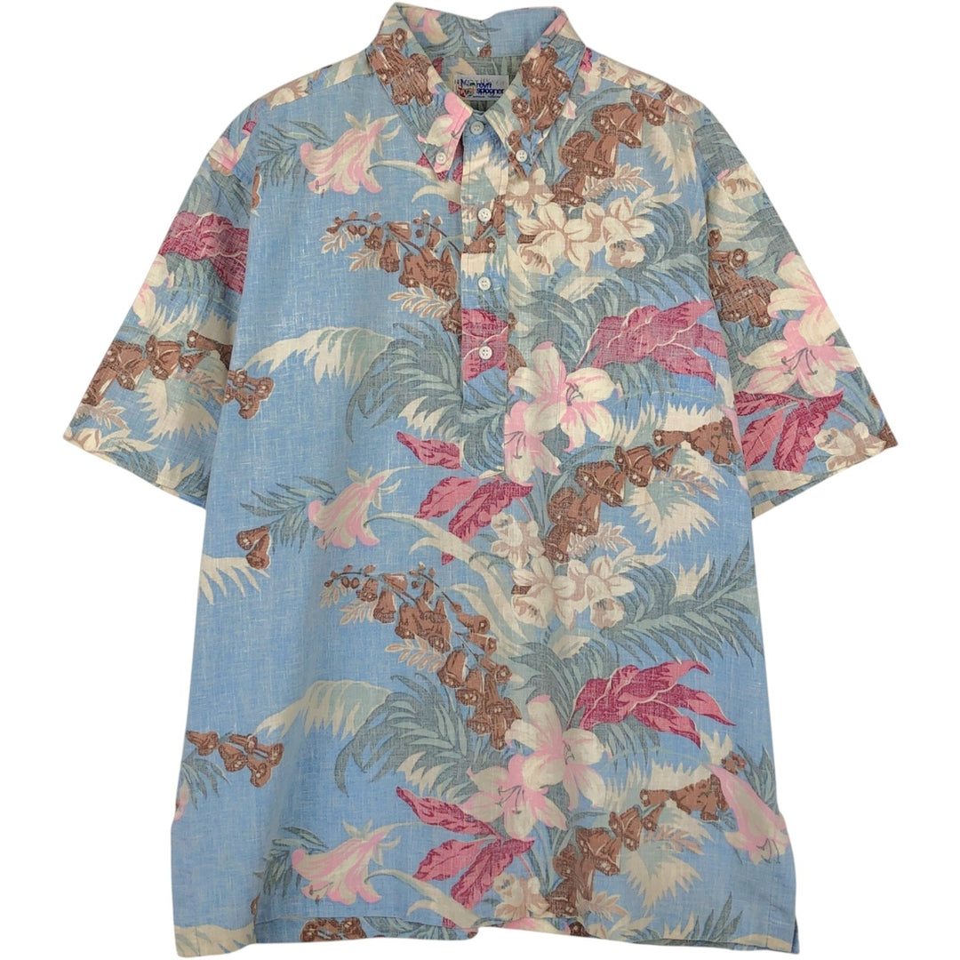 90'S Reyn Spooner Bikini Tag All-over Floral Print Pullover Button-Down Aloha Shirt Boxy Shirt Men's XL Equivalent unclear Blue type light blue Vintage Second Hand