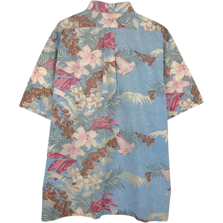 90'S Reyn Spooner Bikini Tag All-over Floral Print Pullover Button-Down Aloha Shirt Boxy Shirt Men's XL Equivalent unclear Blue type light blue Vintage Second Hand