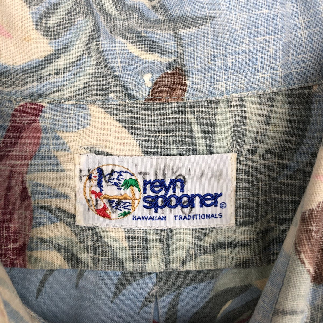 90'S Reyn Spooner Bikini Tag All-over Floral Print Pullover Button-Down Aloha Shirt Boxy Shirt Men's XL Equivalent unclear Blue type light blue Vintage Second Hand