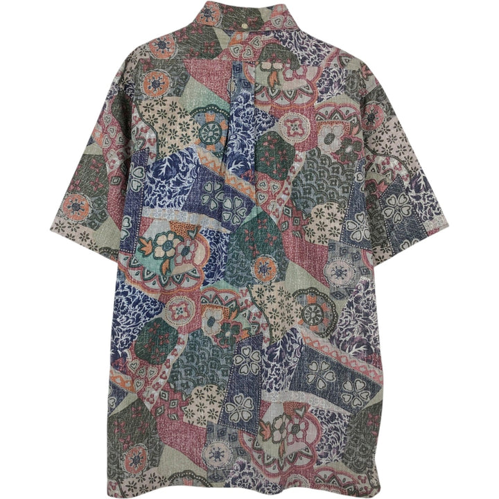 90'S Reyn Spooner Bikini Tag All-over Floral Print Pullover Button-Down Aloha Shirt Boxy Shirt Men's Size M (approx.) cotton Khaki type Vintage Second Hand