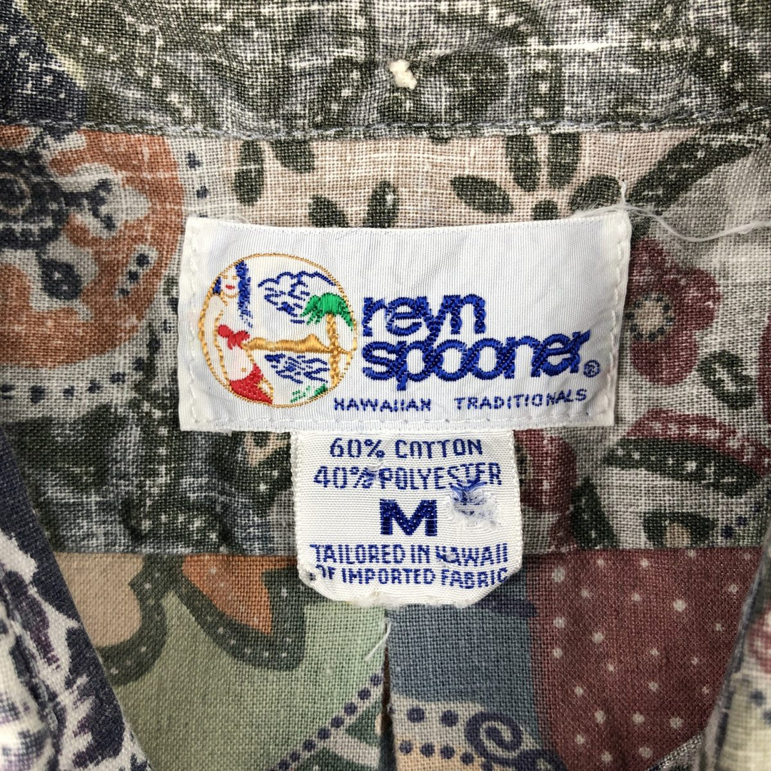 90'S Reyn Spooner Bikini Tag All-over Floral Print Pullover Button-Down Aloha Shirt Boxy Shirt Men's Size M (approx.) cotton Khaki type Vintage Second Hand