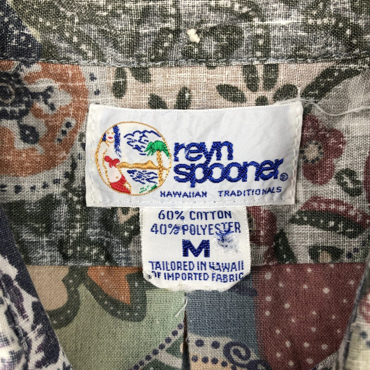90'S Reyn Spooner Bikini Tag All-over Floral Print Pullover Button-Down Aloha Shirt Boxy Shirt Men's Size M (approx.) cotton Khaki type Vintage Second Hand