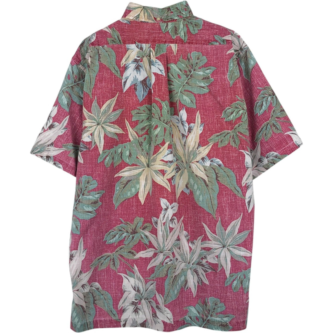 90'S Reyn Spooner Bikini Tag All-over Leaf Pattern Pullover Button-Down Aloha Shirt Boxy Shirt Men's Size M (approx.) cotton burgundy type Vintage Second Hand