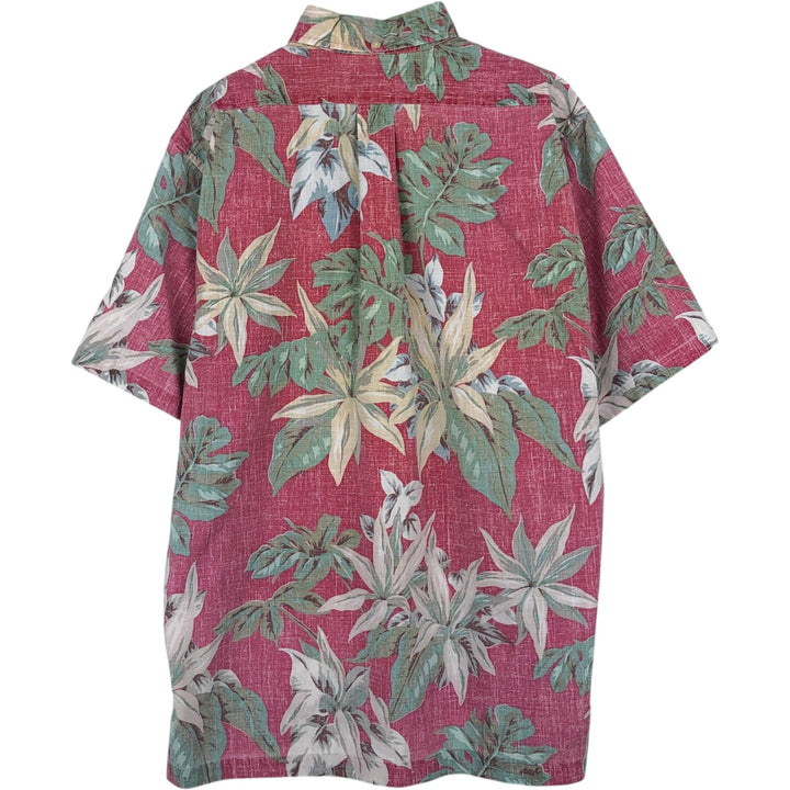 90'S Reyn Spooner Bikini Tag All-over Leaf Pattern Pullover Button-Down Aloha Shirt Boxy Shirt Men's Size M (approx.) cotton burgundy type Vintage Second Hand