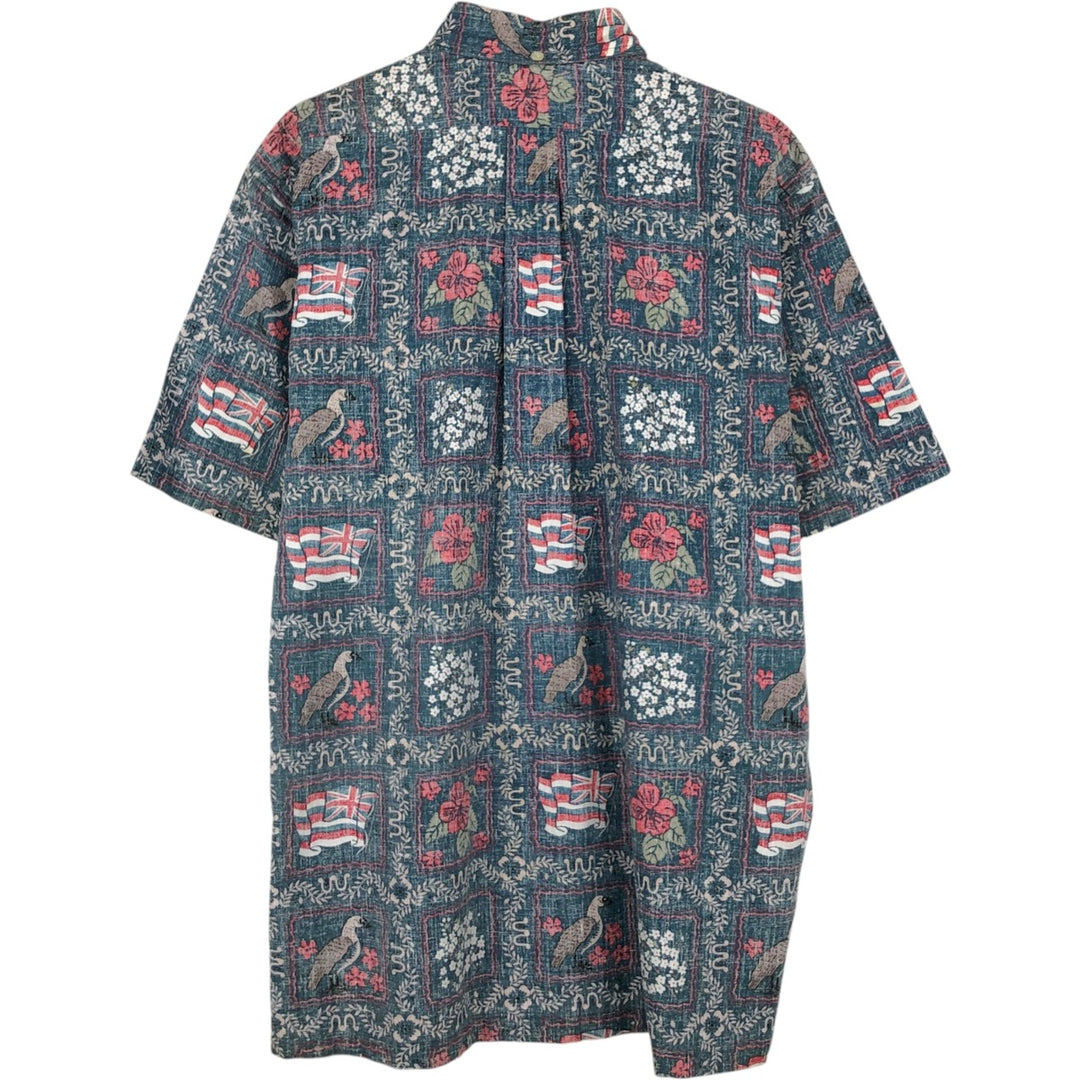 90'S Reyn Spooner Bikini Tag All-over Print Lahaina Sailor Pullover Button-down Aloha Shirt Boxy Shirt cotton navy blue type Vintage Second Hand