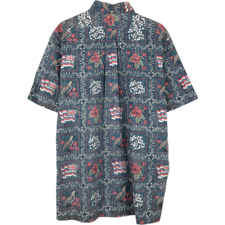 90'S Reyn Spooner Bikini Tag All-over Print Lahaina Sailor Pullover Button-down Aloha Shirt Boxy Shirt cotton navy blue type Vintage Second Hand
