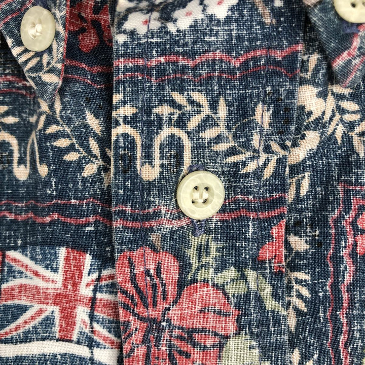 90'S Reyn Spooner Bikini Tag All-over Print Lahaina Sailor Pullover Button-down Aloha Shirt Boxy Shirt cotton navy blue type Vintage Second Hand