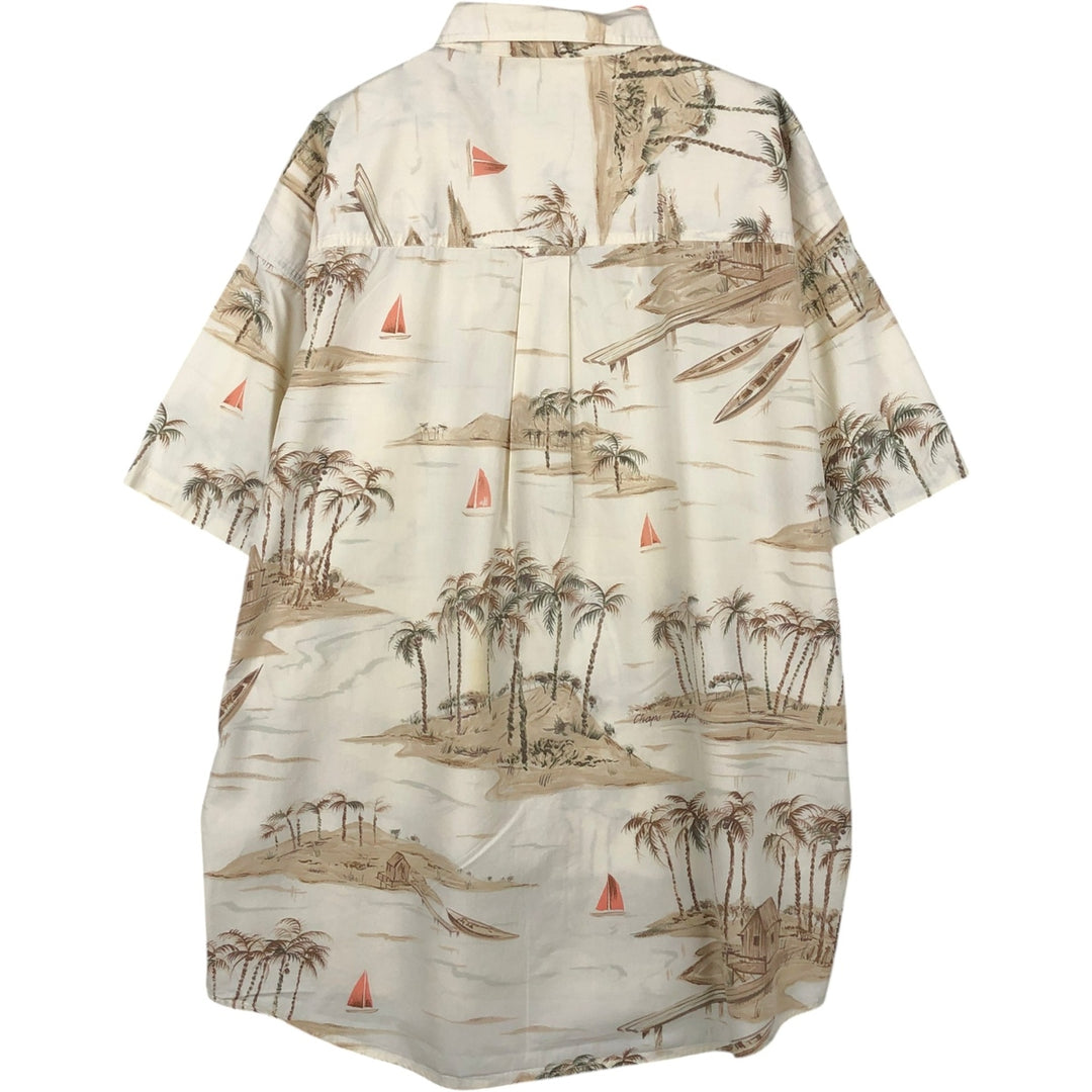 Ralph Lauren CHAPS all-over print button-down Hawaiian Aloha shirt, men's size XL. cotton Beige type Vintage Second Hand