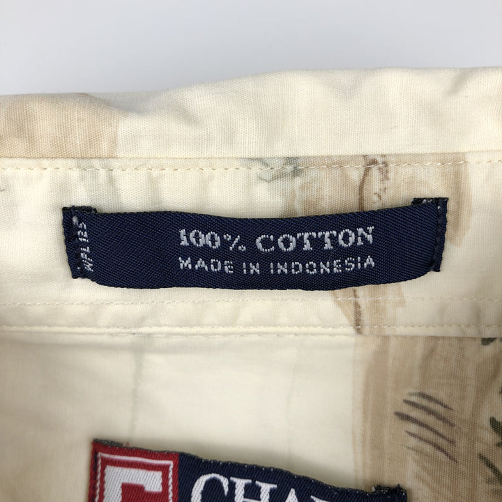 Ralph Lauren CHAPS all-over print button-down Hawaiian Aloha shirt, men's size XL. cotton Beige type Vintage Second Hand