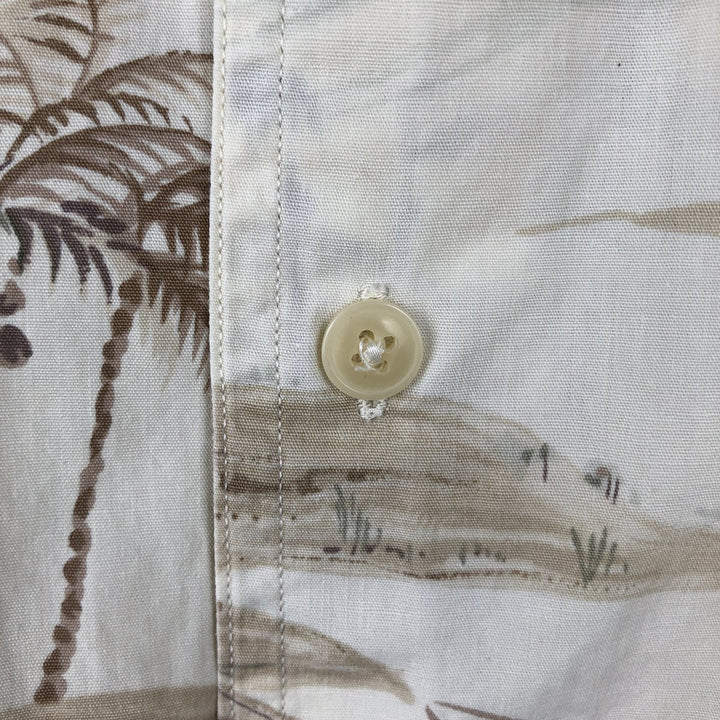 Ralph Lauren CHAPS all-over print button-down Hawaiian Aloha shirt, men's size XL. cotton Beige type Vintage Second Hand