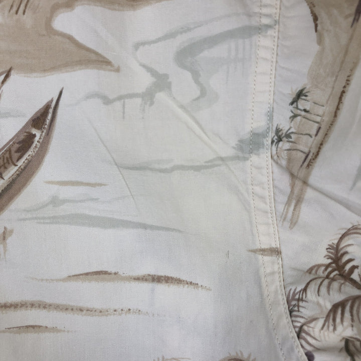 Ralph Lauren CHAPS all-over print button-down Hawaiian Aloha shirt, men's size XL. cotton Beige type Vintage Second Hand