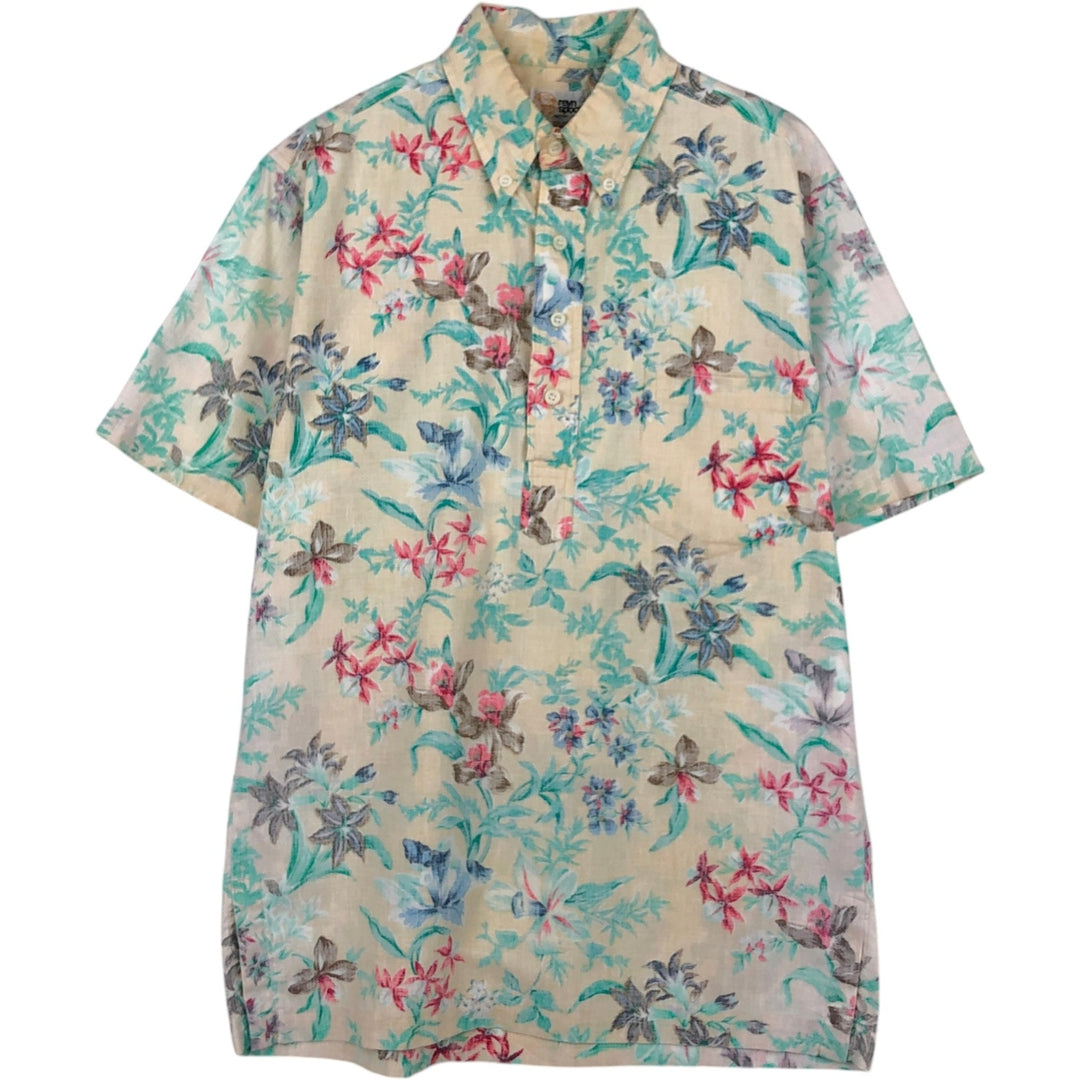 80'S Reyn Spooner Gold Tag Nude Tag Floral Pullover Button-Down Aloha Shirt Boxy Shirt Men's Size S (approx.) cotton unbleached Vintage Second Hand