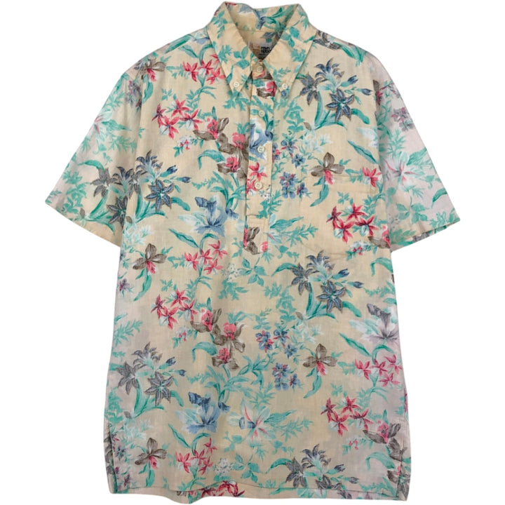 80'S Reyn Spooner Gold Tag Nude Tag Floral Pullover Button-Down Aloha Shirt Boxy Shirt Men's Size S (approx.) cotton unbleached Vintage Second Hand