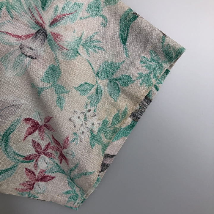 80'S Reyn Spooner Gold Tag Nude Tag Floral Pullover Button-Down Aloha Shirt Boxy Shirt Men's Size S (approx.) cotton unbleached Vintage Second Hand