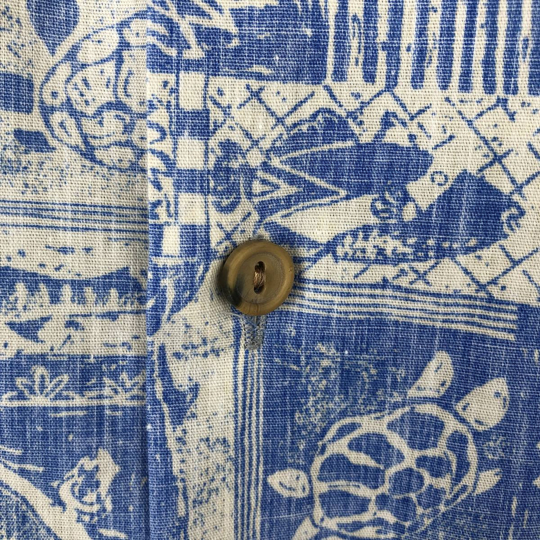 80s-90'S Hawaii All-Over Print Open Collar Hawaiian Aloha Shirt, Boxy Shirt, Made in Hawaii, Men's XL Equivalent, Vintage unclear Blue type light blue Vintage Second Hand