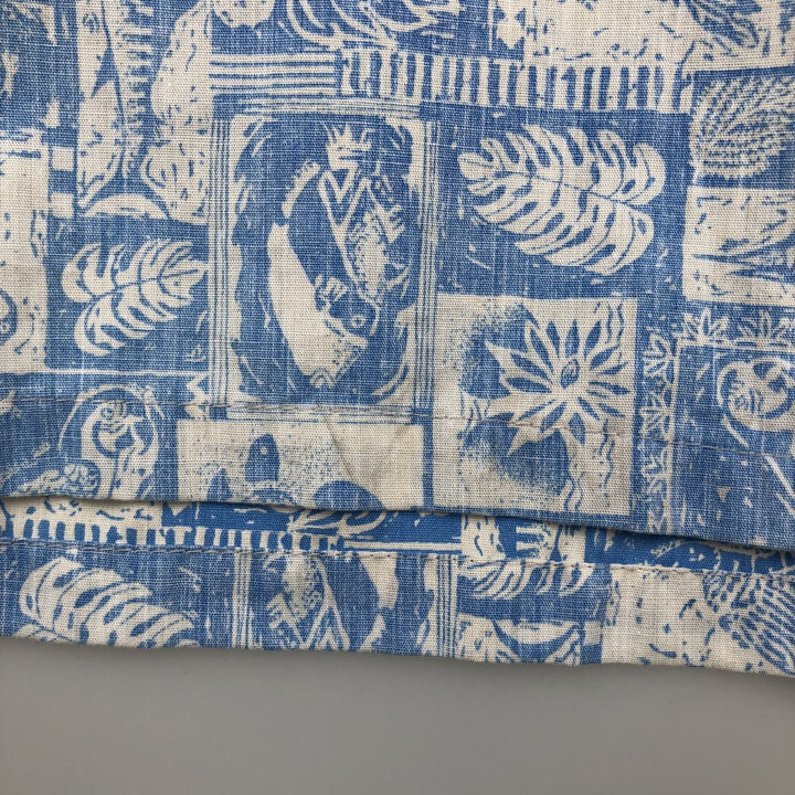 80s-90'S Hawaii All-Over Print Open Collar Hawaiian Aloha Shirt, Boxy Shirt, Made in Hawaii, Men's XL Equivalent, Vintage unclear Blue type light blue Vintage Second Hand