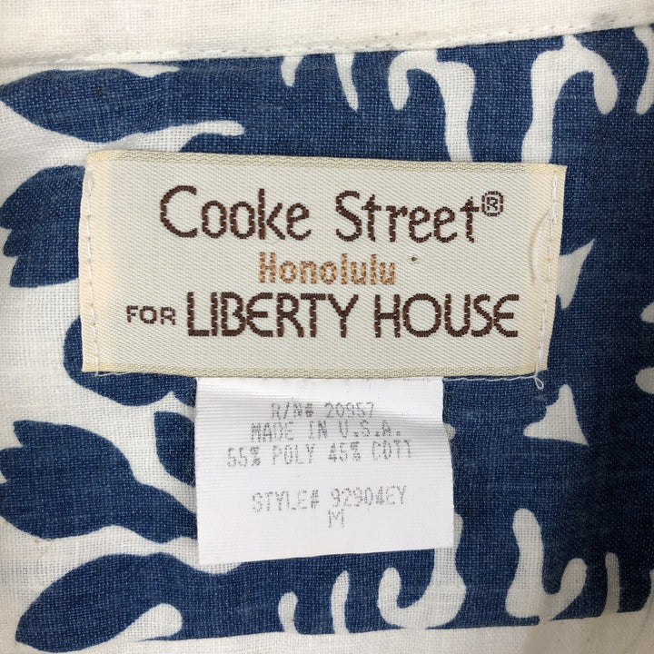 Cooke Street LIBERTY HOUSE All-over print Hawaiian Aloha shirt, boxy style, made in USA, men's size M equivalent, vintage. polyester ivory Vintage Second Hand
