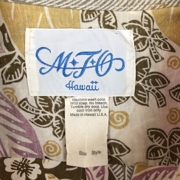 MFO Hawaii All-over Leaf Pattern Hawaiian Aloha Shirt, Boxy Shirt, Made in Hawaii, Men's Size M (Equivalent), Vintage unclear ivory Vintage Second Hand