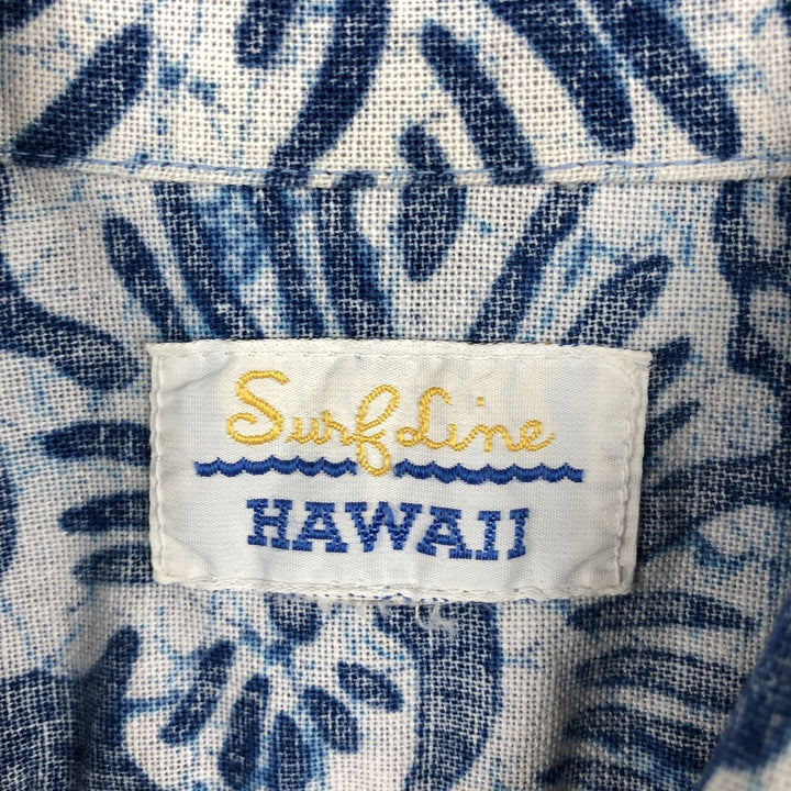 Surf Line Hawaii All-over print open-collar Hawaiian Aloha shirt, boxy style, men's size M equivalent, vintage. unclear Navy blue Vintage Second Hand