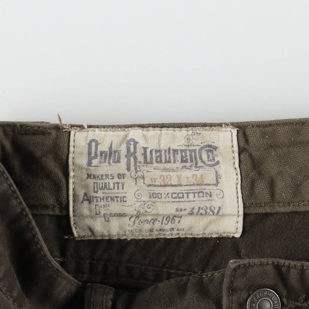 Ralph Lauren POLO RALPH LAUREN Men's Cotton Pants, Size W34 cotton Khaki type brown Vintage Second Hand