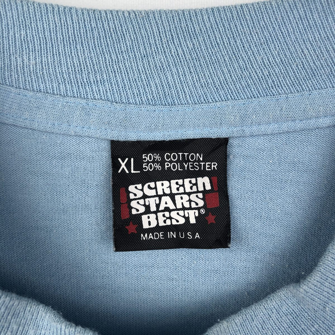 90'S Screen Stars Best Plain T-Shirt Made in USA Men's XL Vintage cotton Blue type light blue Vintage Second Hand